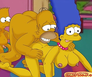  manga The Simpsons- Lustful Homer and Marge, threesome , incest  cartoon