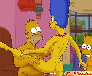  manga The Simpsons- Lustful Homer and Marge, threesome , incest  family